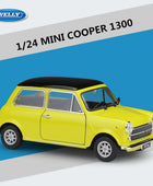 WELLY 1:24 MINI COOPER 1300 Alloy Car Model Diecast Metal Classic Mini Miniature Car Model Simulation Collection Childrens Gifts Yellow - IHavePaws