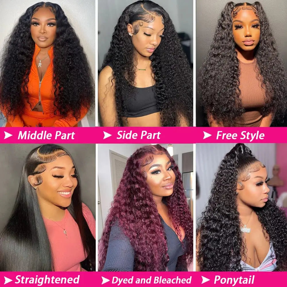 Deep Wave 13x6 HD Lace Frontal Wig Brazilian Curly Human Hair Wigs For Women Lace Front Human Hair Wig Pre Plucked 34 Inch