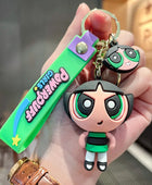 Cartoon anime The Powerpuff Girls Keychain Creative Handmade Car Keychain Pendant Luggage Accessories Gift Doll for Daughter Green - ihavepaws.com