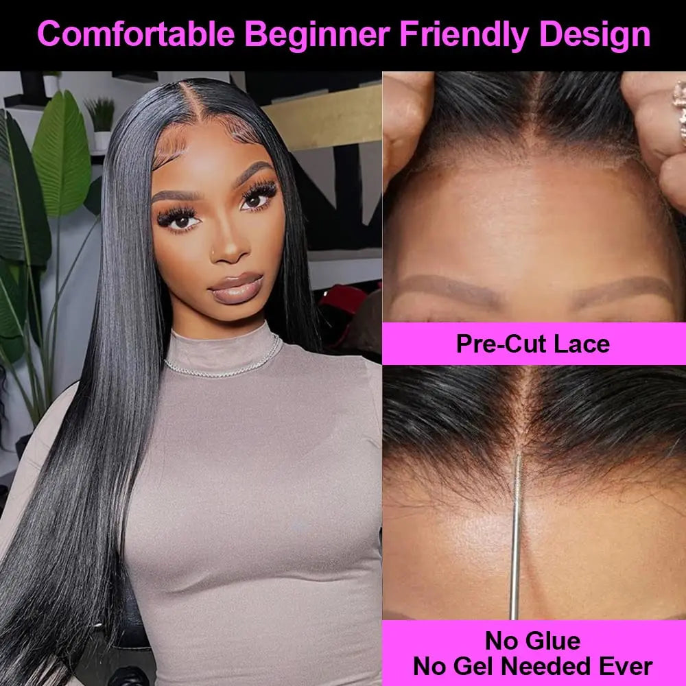 Ready To Wear Lace Wig Straight 6x4 5x5 Lace Wig Human Hair Glueless Wig Brazilian Human Hair Ready To Wear Pre Cut Lace