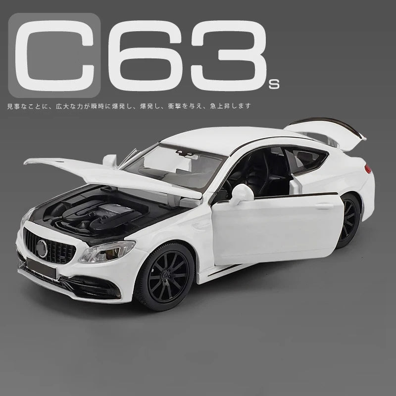 1:32 C63S Coupe Alloy Sports Car Model Diecast Metal Toy Vehicles Car Model Collection High Simulation Sound and Light Kids Gift 1 32 White 1 - IHavePaws