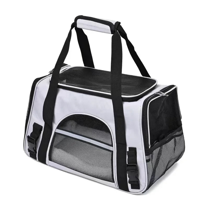 Dog Carrier Bag With Thick Cotton Cushion Pet Aviation Backpack Anti-suffocation Black gray - IHavePaws