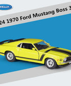 WELLY 1:24 1970 Ford Mustang BOSS 302 Alloy Racing Car Model Diecast Metal Sports Car Vehicle Model Simulation Children Toy Gift Yellow - IHavePaws