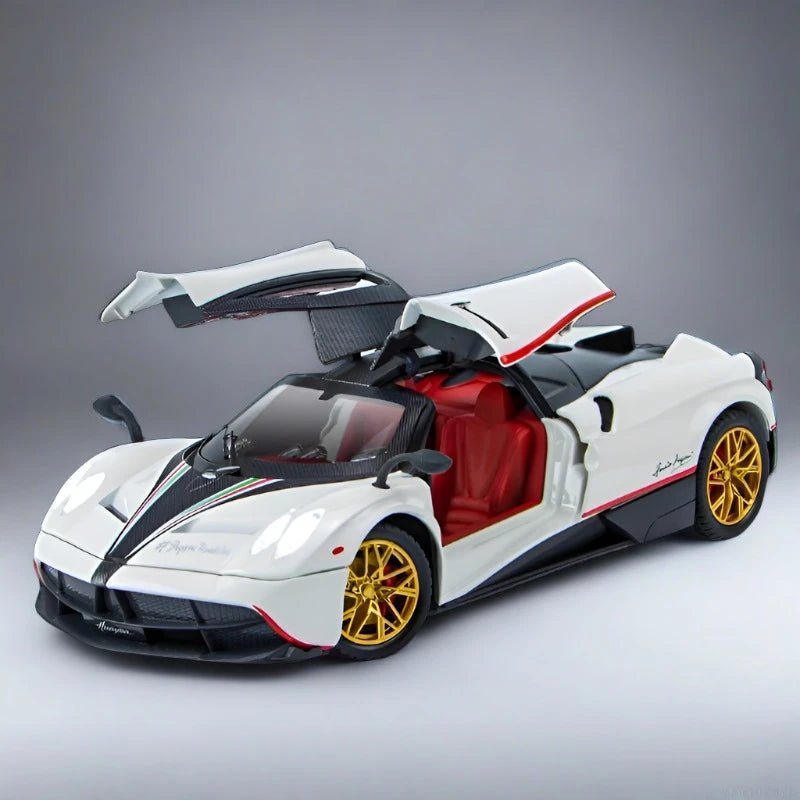 1/24 Pagani Huayra Dinastia Alloy Sports Car Model Diecasts Metal Racing Car Model Simulation Sound and Light Childrens Toy Gift White - IHavePaws