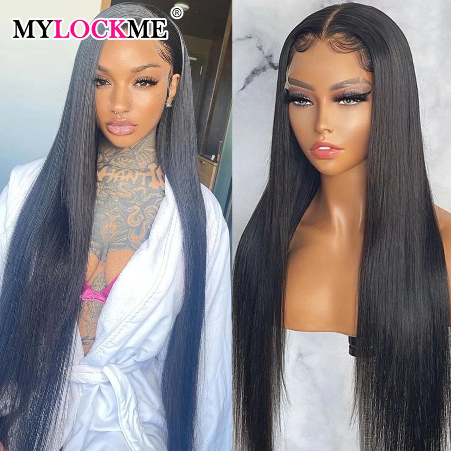 Bone Straight Glueless Human Hair Wig 5x5 HD Transparent Pre Cut Lace Closure Wig 4x6 Brazilian Wear and Go HD Lace Frontal Wigs