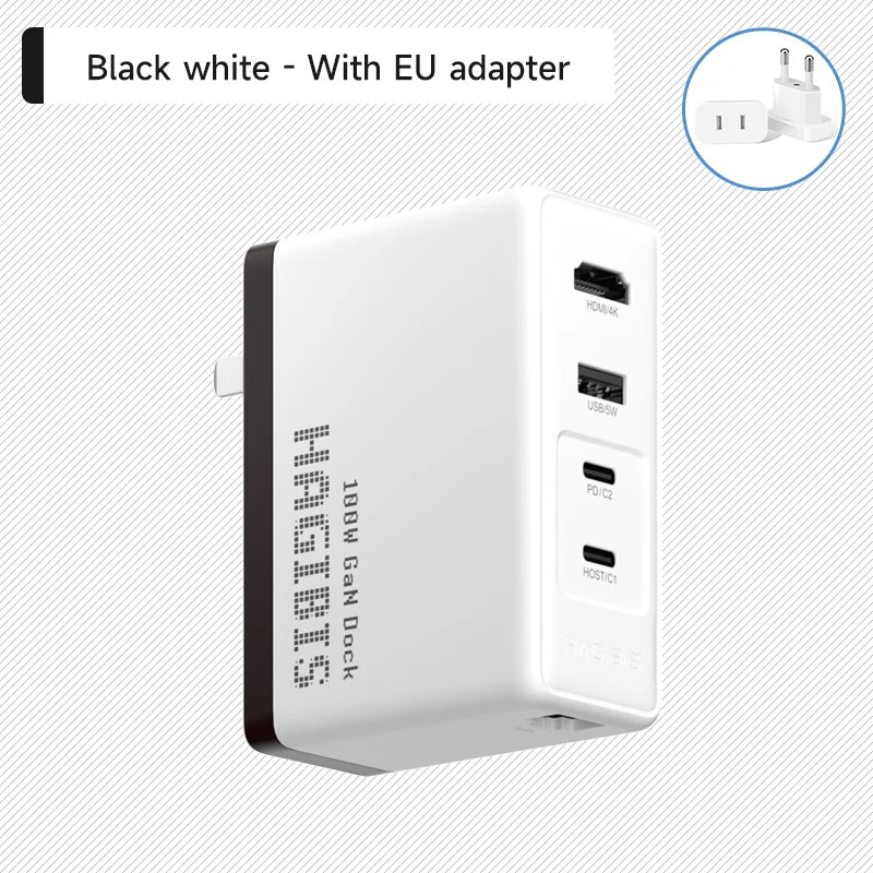 Hagibis Switch Dock 100W GaN Fast charger Power 4K HDMI-compatible RJ45 Docking station for Nintendo Switch ROG Ally 30W Laptop Black White-EU plug - IHavePaws