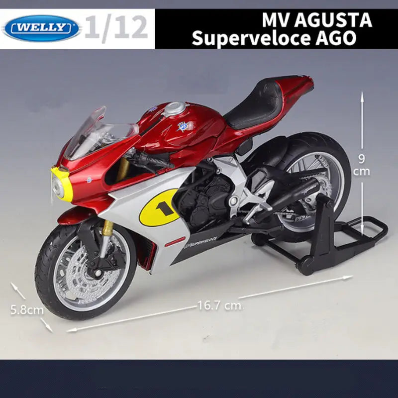 WELLY 1:12 MV Agusta Superveloce Ago Alloy Race Motorcycle Model Simulation Diecast Metal Sports Motorcycle Model Childrens Gift