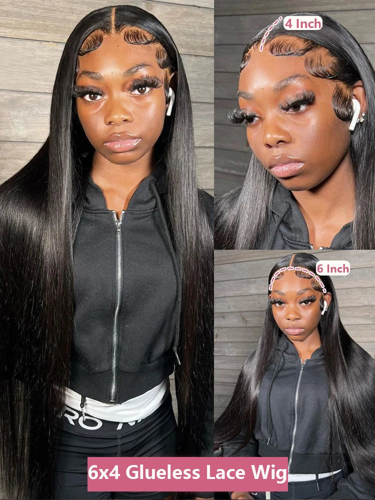 Glueless Wig Human Hair Bone Straight 6x4 5x5 Ready To Wear Lace Closure Wig Human Hair Brazilian Remy Hair No Glue Wig