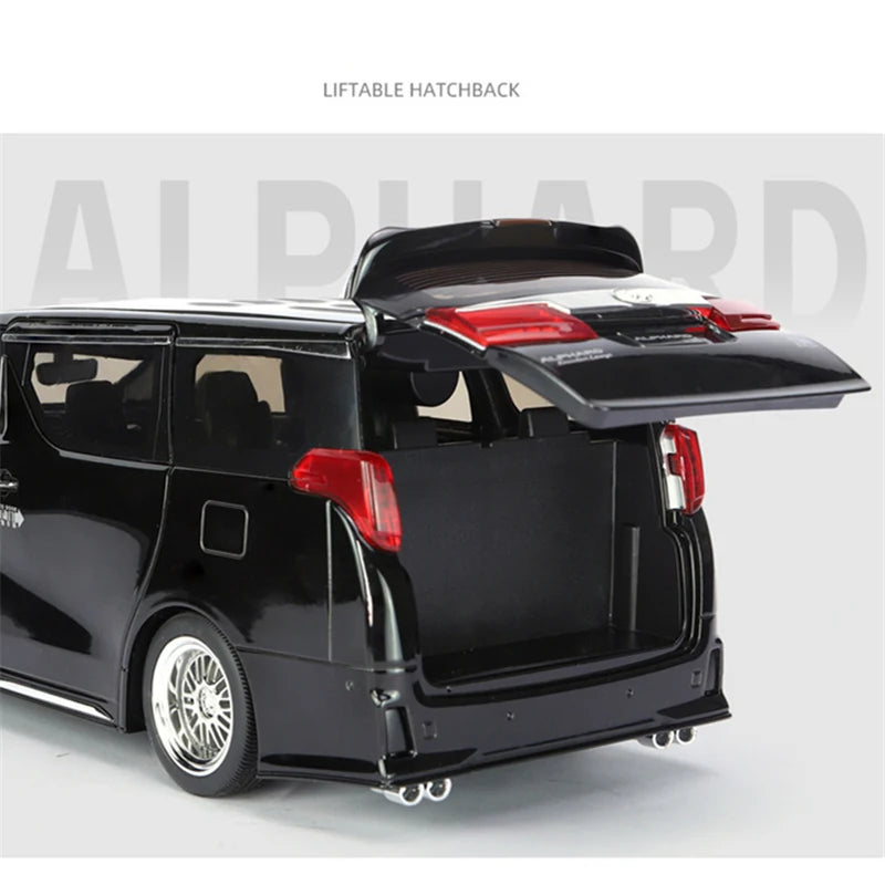 New 1/18 Toyota Alphard MPV Alloy Car Model Diecast Metal Toy Commercial Vehicles Car Model Simulation Sound and Light Kids Gift