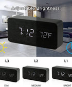 Wooden Digital Alarm Clock, LED Alarm Clock with Temperature Desk Clocks for Office,Bedside Clock - IHavePaws