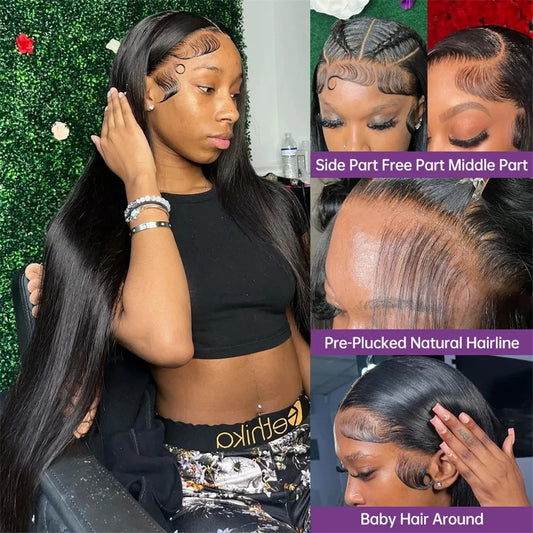 HD Lace Frontal Wig 28 30 inch Straight Human Hair Wigs 13x4 Transparent Lace Front Wigs 4x4 Human Hair Lace Closure Wigs