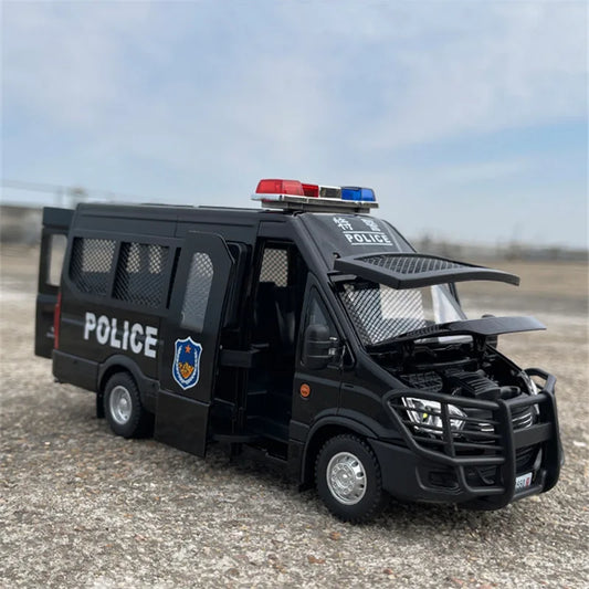 1:24 Alloy Armored Car Model Diecast Police Riot Vehicles Car Metal Explosion Proof Car Model Sound and Light Childrens Toy Gift - IHavePaws