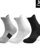 1/3pairs/Lot Men's Socks Compression Stockings Breathable Basketball Sports Cycling running Towel Socks High Elastic Tube Socks Mix Long3pairs / EU 39-45 - IHavePaws
