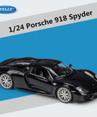 WELLY 1:24 Porsche 918 Spyder Alloy Sports Car Model Diecast Metal Toy Racing Car Model Simulation Collection Hardtop black - IHavePaws
