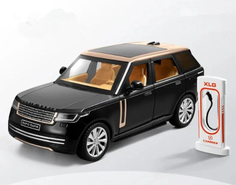 1/24 Range Rover SUV Alloy Car Model Diecasts Metal Toy Off-road Vehicles Car Model Simulation Sound Light Collection Kids Gifts Black with Golden - IHavePaws
