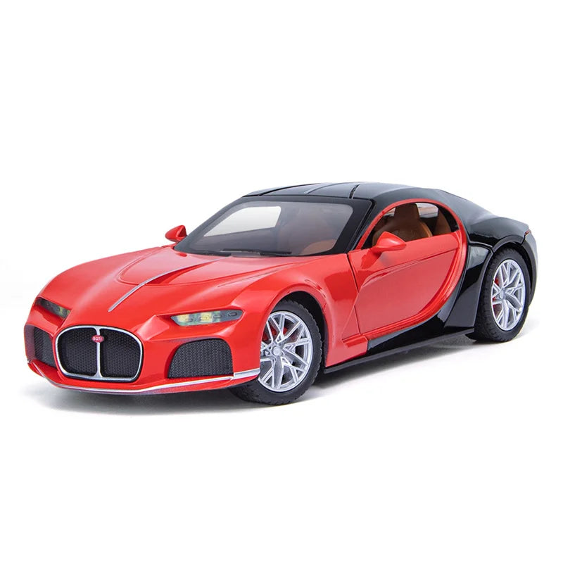 1:24 Bugatti Atlantic Alloy Sports Car Model Diecasts Metal Toy Vehicles Car Model Simulation Sound Light Collection Kids Gifts Red - IHavePaws