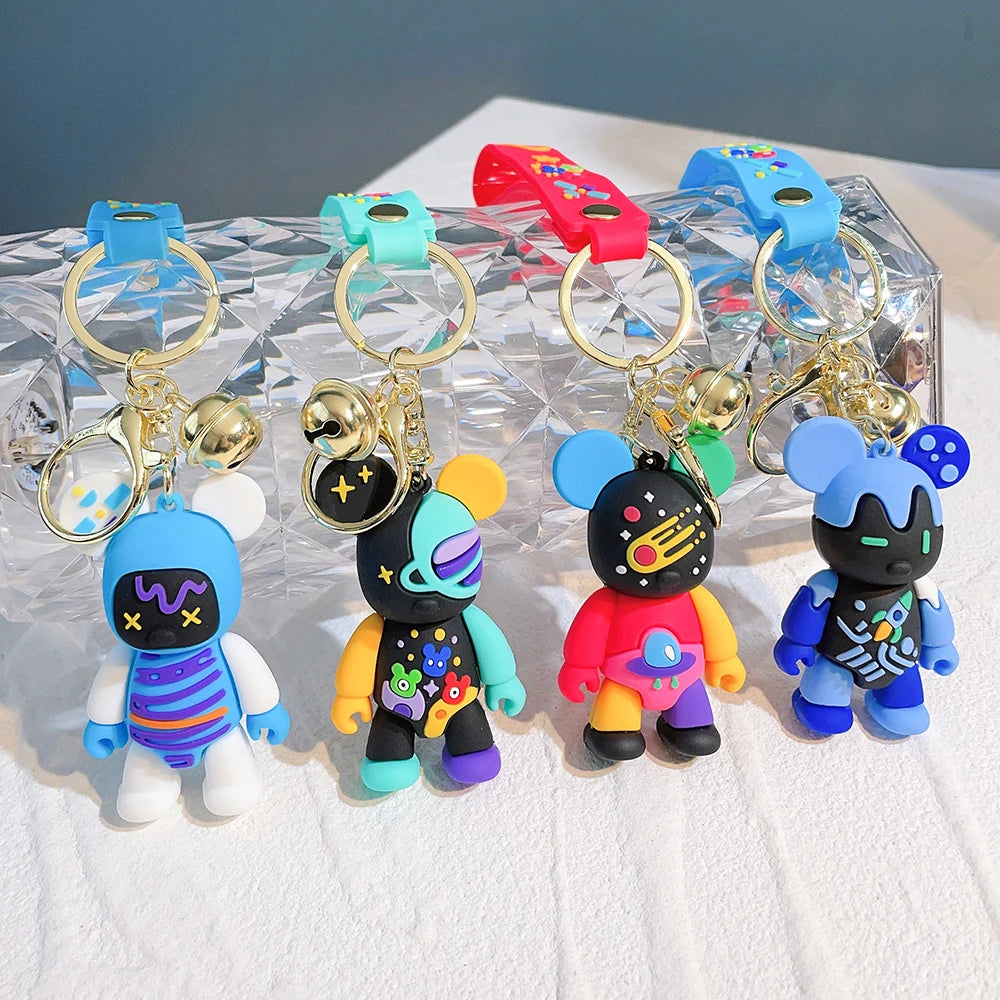 Creative cartoon space violent bear doll keychain bag pendant student gift ornaments clothing accessories - ihavepaws.com