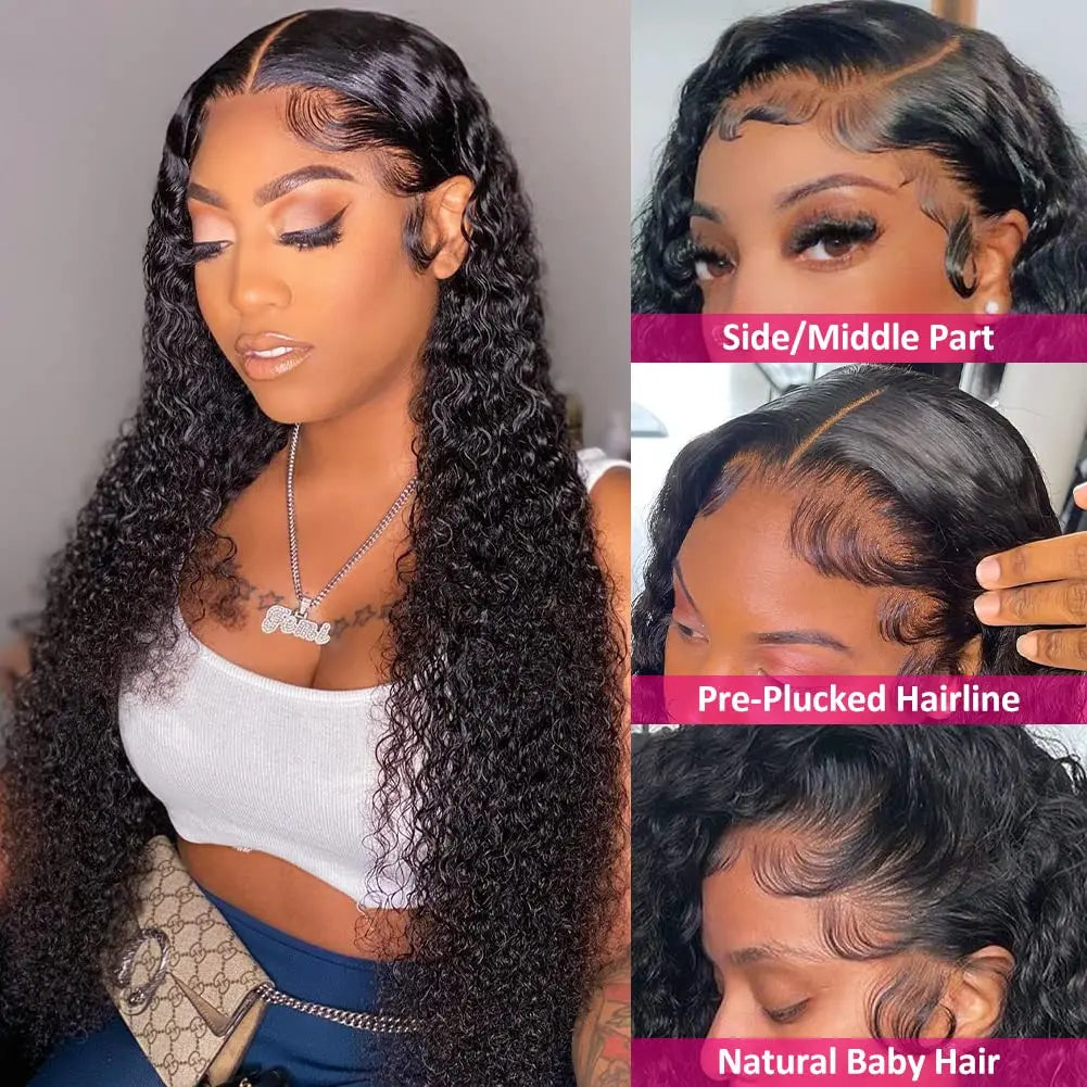 HD Transparent 13x4 Deep Curly Lace Front Human Hair Wigs Deep Wave Glueless Wig Preplucked Wigs Human Hair Ready To Wear Wig