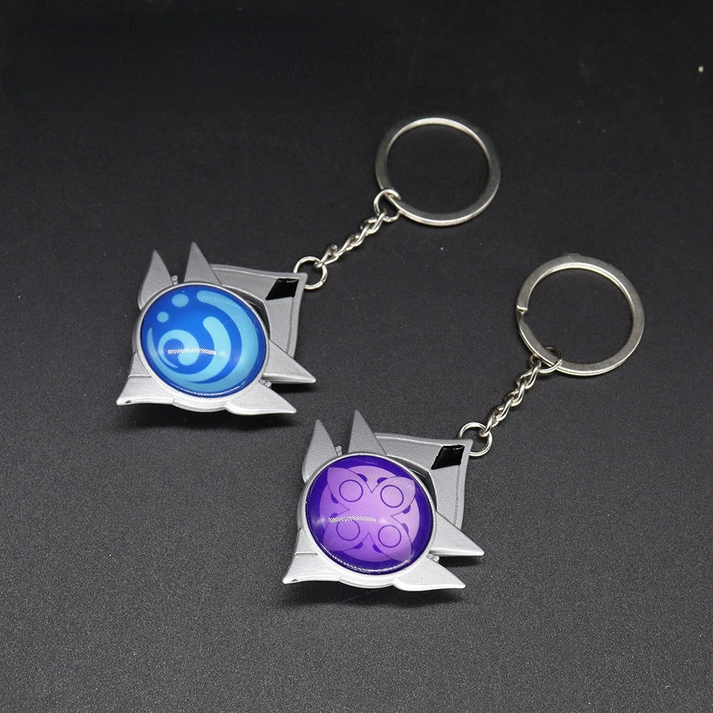 1pc Game Genshin Impact Hobby Snezhnaya Tartaglia Vision Two-sided Different Luminous Transformed Glass Keychain Ornament Gift - IHavePaws