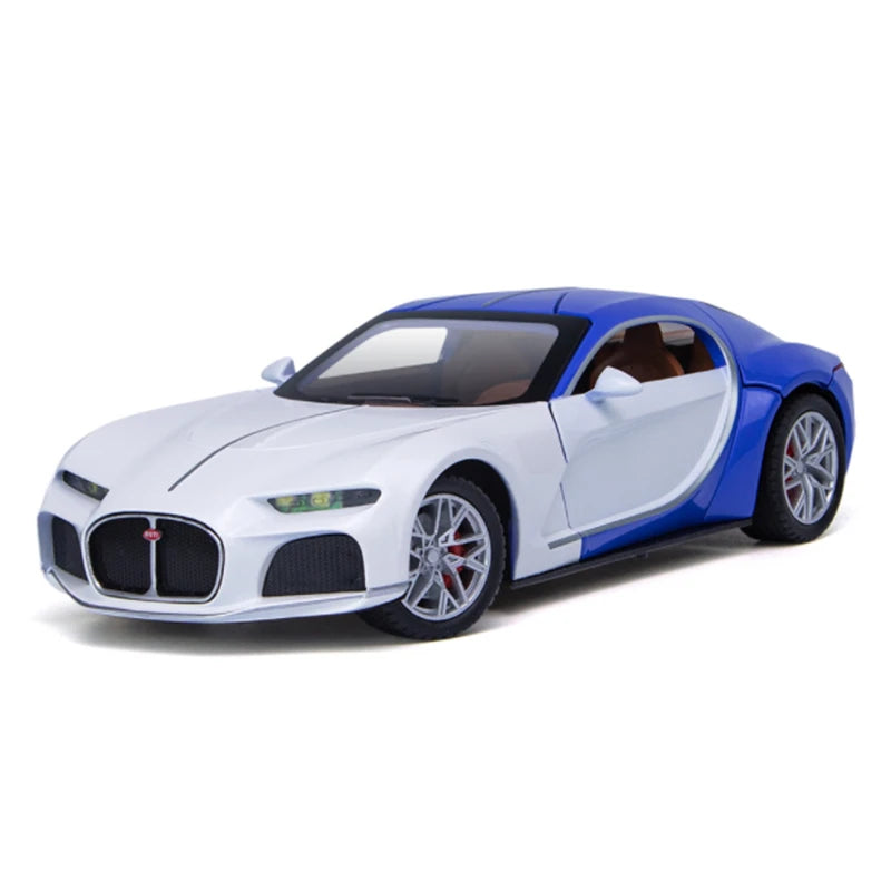 1:24 Bugatti Atlantic Alloy Sports Car Model Diecasts Metal Toy Vehicles Car Model Simulation Sound Light Collection Kids Gifts White - IHavePaws