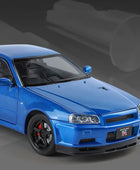 1:24 Nissan Skyline Ares GTR R34 Alloy Sports Car Model Diecasts Metal Racing Car Vehicles Model Sound and Light Kids Toys Gifts