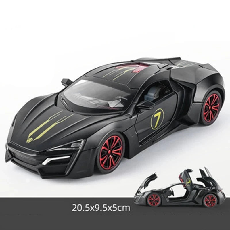1:24 Lykan Hypersport Alloy Sport Car Model Diecasts & Toy Metal SuperCar Model Simulation Sound Light Collection Childrens Gift Black - IHavePaws