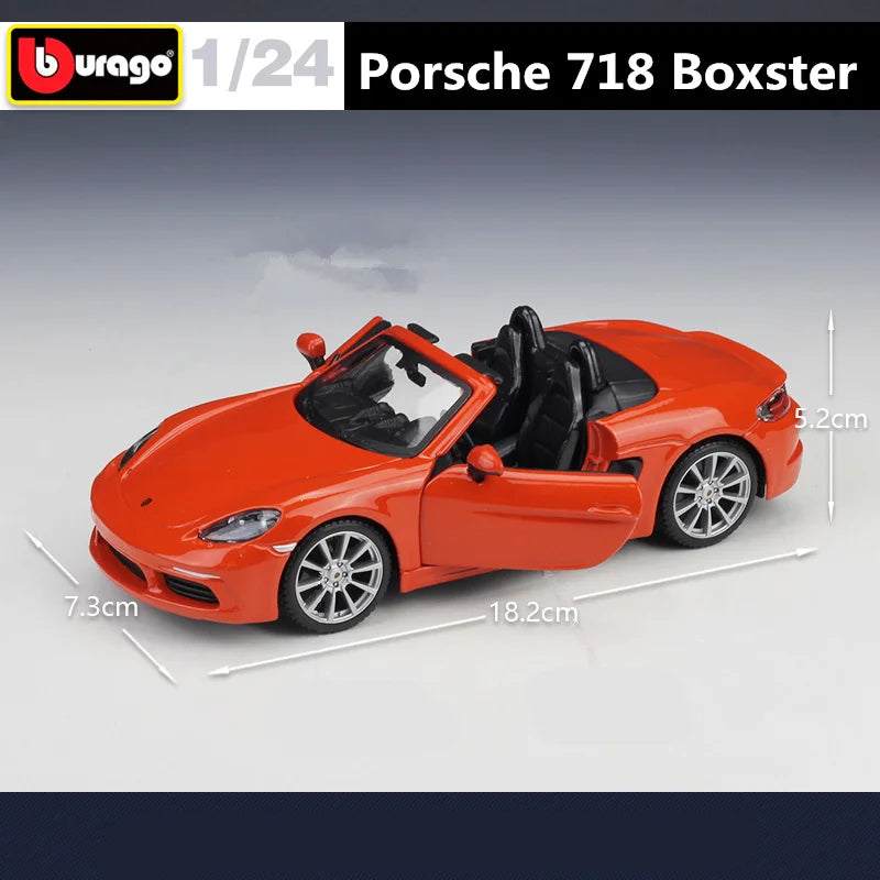 Bburago 1:24 Porsche 718 Boxster Alloy Sports Car Model Diecasts Metal Toy Racing Car Model Simulation Collection Childrens Gift