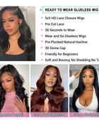 Ready To Wear 5x5 6x4 Lace Closure Wig Body Wave Glueless Wig Human Hair No Glue Pre Cut Lace Wig 180% Density