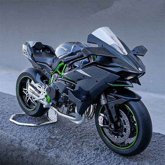 Large Size 1/9 KAWASAKI H2R Alloy Racing Motorcycle Simulation Metal Street Motorcycle Model Sound and Light Childrens Toys Gift H2 - IHavePaws