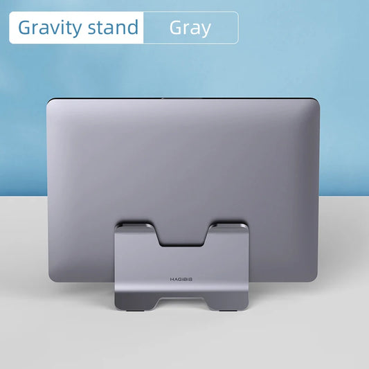 Hagibis Vertical Laptop Stand Desktop Gravity Holder Aluminum Notebook Dock Space-Saving for MacBook/Surface/HP/Dell/Chrome Book Grey - IHavePaws