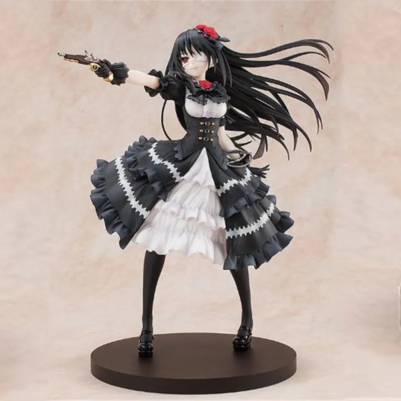 Anime DATE A LIVE Tokisaki Kurumi Action Figure White Hair Gueen Figure Model Doll Black about 23cm - IHavePaws