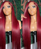 Silky Straight 99J Burgundy 13X6 HD Lace Front Human Hair Wigs 180 Density 26 28 30 Inch Red Colored Glueless Wig Pre-plucked