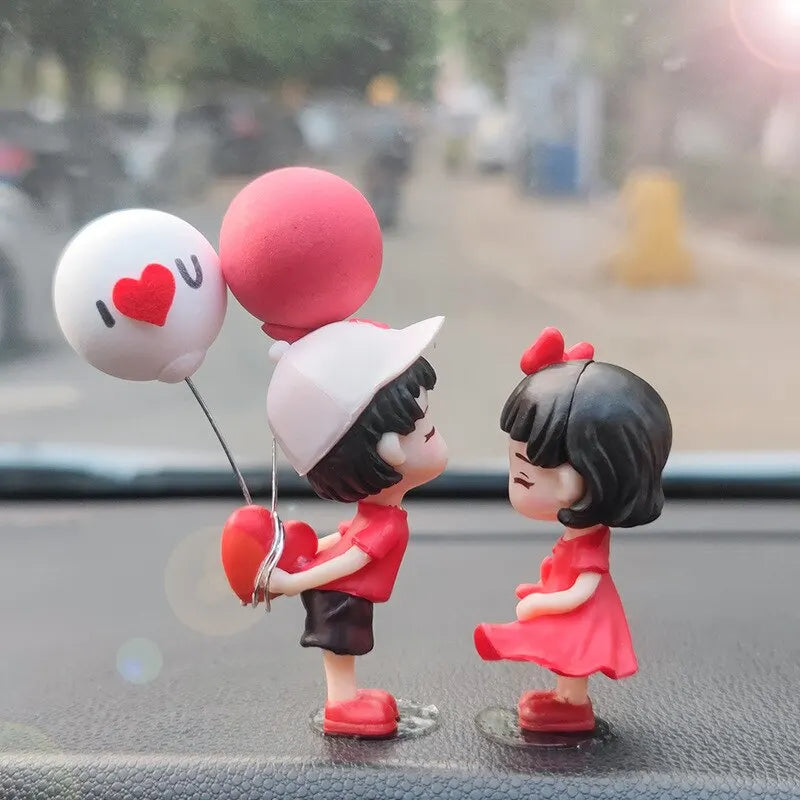 Couple Cute Ornaments for Car, Car Decoration Cute Cartoon Couples Action, Cartoon Car Dashboard Decorations, Cute Lovely Kiss Decoration balloons - IHavePaws