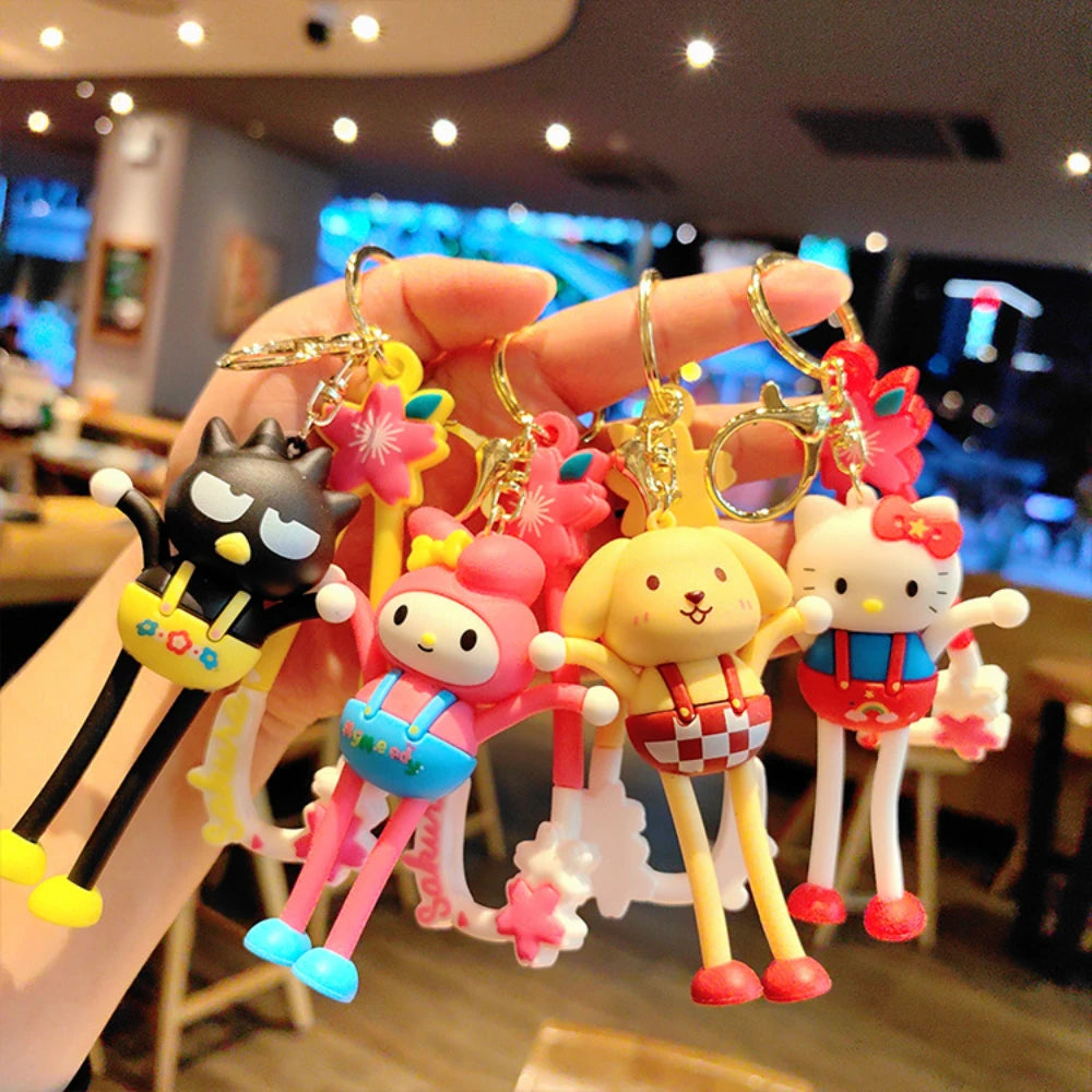 Sanrio Anime Action Figure Keychain Bag Pendant Hello Kitty Melody Kuromi Cinnamoroll Doll Pendant Couple Car Key Chain Kid Gift - ihavepaws.com