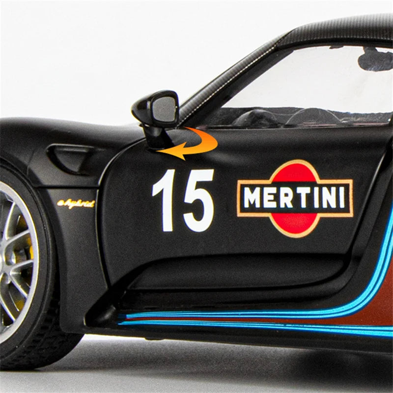 1:18 918 Spyder Martini Alloy Sports Car Model Diecasts Metal Racing Car Vehicles Model Simulation Sound and Light Kids Toy Gift