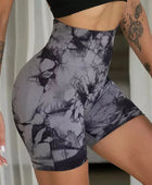New Seamless Tie Dye Push Up Yoga Shorts For Women High Waist Summer Fitness Workout Running Cycling Sports Gym Shorts Mujer Gray / S - ihavepaws.com