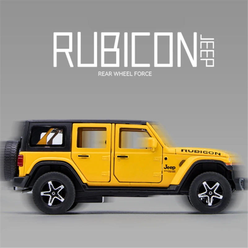 1:32 Jeep Wrangler Rubicon Alloy Car Model Diecasts Metal Off-road Vehicles Car Model Simulation Sound and Light Kids Toys Gift - IHavePaws