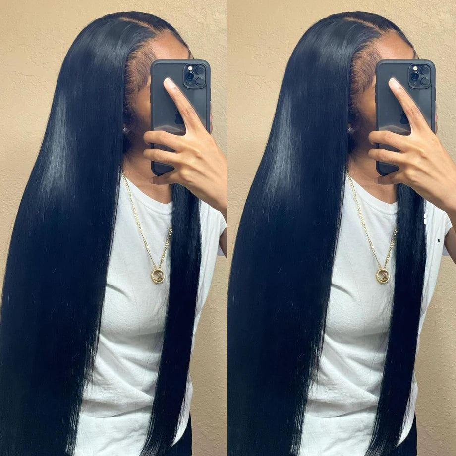 HD 5x5 Glueless Wear and Go Straight 13x6 Lace Front Human Hair Wigs 30 40 Inch 200% Transparent 13x4 Lace Frontal Wigs