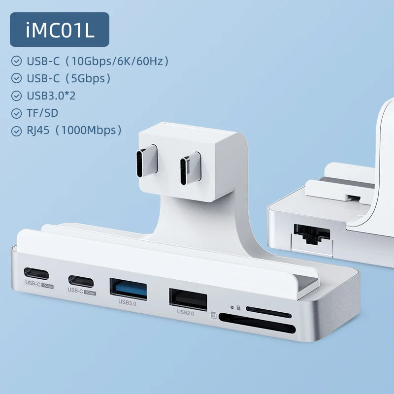 Hagibis USB C Clamp Hub Type-c for 2021 iMac with USB C USB 3.0 Micro/SD Card Reader 4K HD Docking Station iMac Accessories 7in1-With RJ45 - IHavePaws
