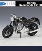 WELLY 1:18 Norton Commando 961 SE Alloy Motorcycle Model Metal Street Racing Motorcycle Model Simulation Collection Kids Toy Gif