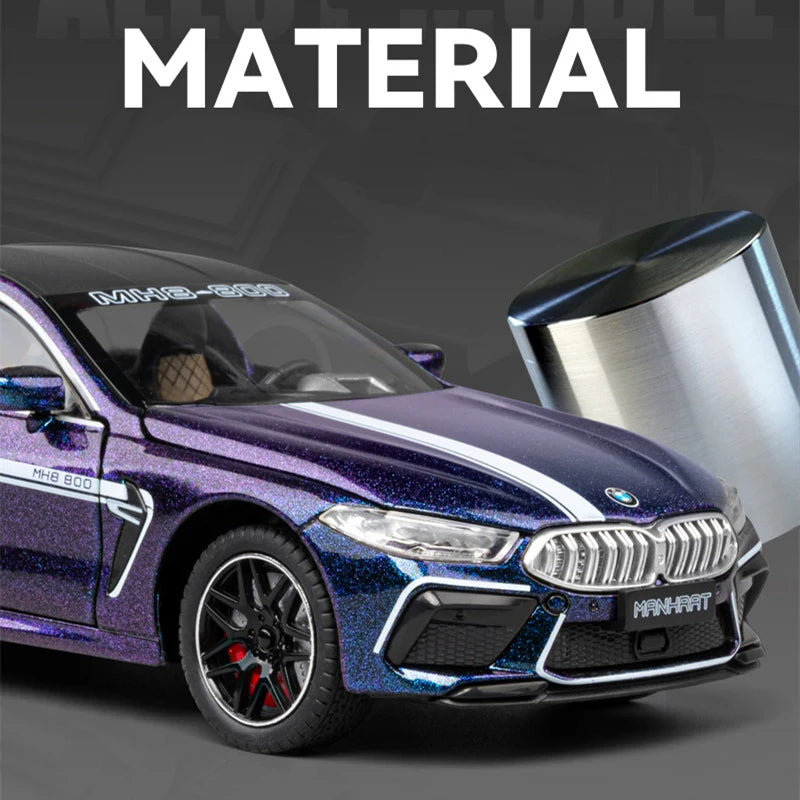 1:24 M8 MANHART MH8 800 Alloy Racing Car Model Diecasts Metal Sports Car Vehicles Model Simulation Sound and Light Kids Toy Gift