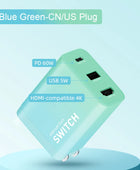 Hagibis Switch Dock for Nintendo Switch GaN fast charger Portable TV Docking Station 4K HDMI-compatible for Laptops iPad Phone Blue green-US plug - IHavePaws