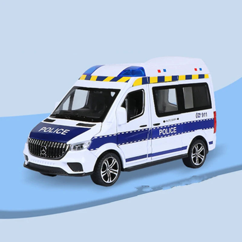 1:24 Ambulance Car Model Diecasts Metal Toy Police Ambulance Car Model Collection Sound and Light High Simulation Kids Toys Gift C Blue - IHavePaws