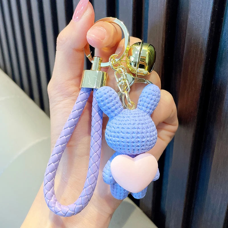 Resin Love Rabbit Keychain Pendant Cute Luggage Accessories Women's Keychain Ring Accessories Couple Gifts Gifts for Girlfriends PURPLE - ihavepaws.com