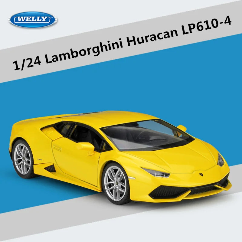 WELLY 1:24 Lamborghini Huracan LP610-4 Alloy Sports Car Model Diecasts Metal Toy Race Car Model Simulation Collection Kids Gifts Yellow - IHavePaws