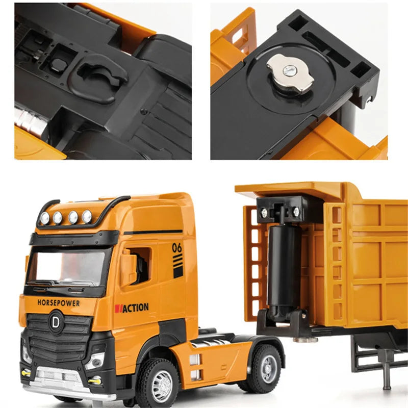 Alloy City Heavy Tipper Truck Model Diecast Metal Toy Slag Coal Mine Transport Vehicles Car Model Sound and Light Childrens Gift