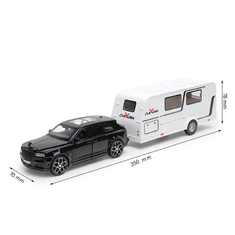 1/32 Alloy Trailer RV Car Model Diecast Metal Recreational Off-road Vehicle Truck Camper Car Model Sound and Light Kids Toy Gift C Black - IHavePaws