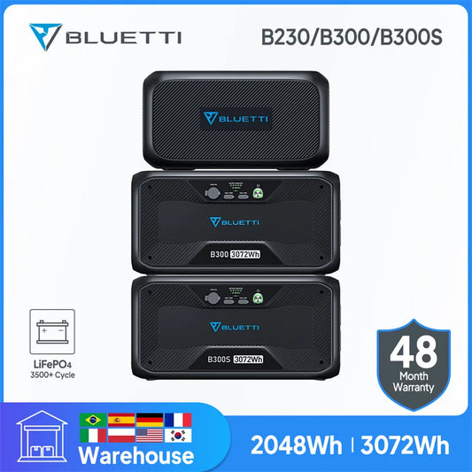 BLUETTI Expansion Battery B230 2048Wh B300 3072Wh B300S 3072Wh LiFePO4 Battery Pack for Power Station Extra Battery For Home Use