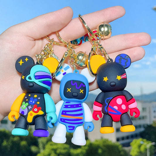 Creative cartoon space violent bear doll keychain bag pendant student gift ornaments clothing accessories - ihavepaws.com