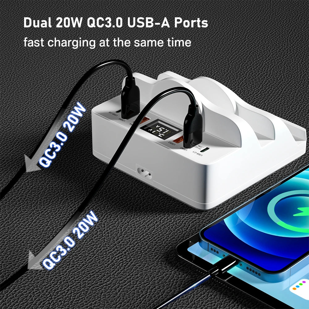 USB Charger Charging Station Wireless Charger Tablet Phone Adapters USB C PD Fast Charger For iPhone 12 11 Samsung Huawei Xiaomi